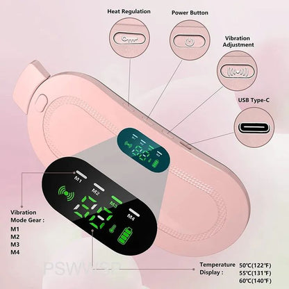 Period Cramp Relief Belt – Soothing Heat & Vibration Therapy for Menstrual Pain